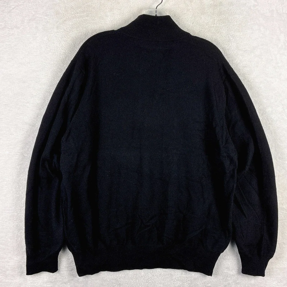 VTG Polo Ralph Lauren Sweater Men XL Black Purple Pony 1/4 Zip Pullover Wool